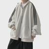 Unisex Striped Splicing Hooded Cardigan - Heavy Spring/Autumn Jacket