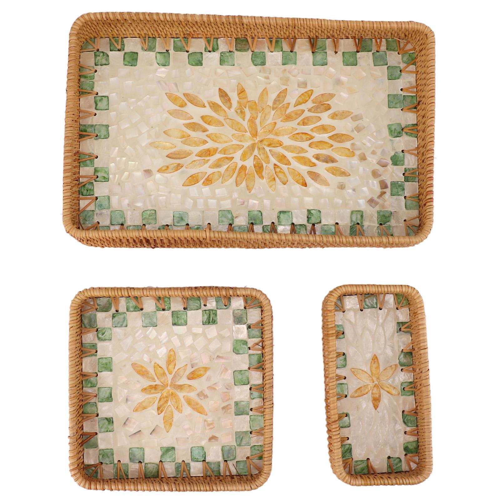 

3 шт. ротанговый поднос для фруктов прямоугольный поднос для фруктов многоцелевой поднос для хранения для домашнего ресторана L