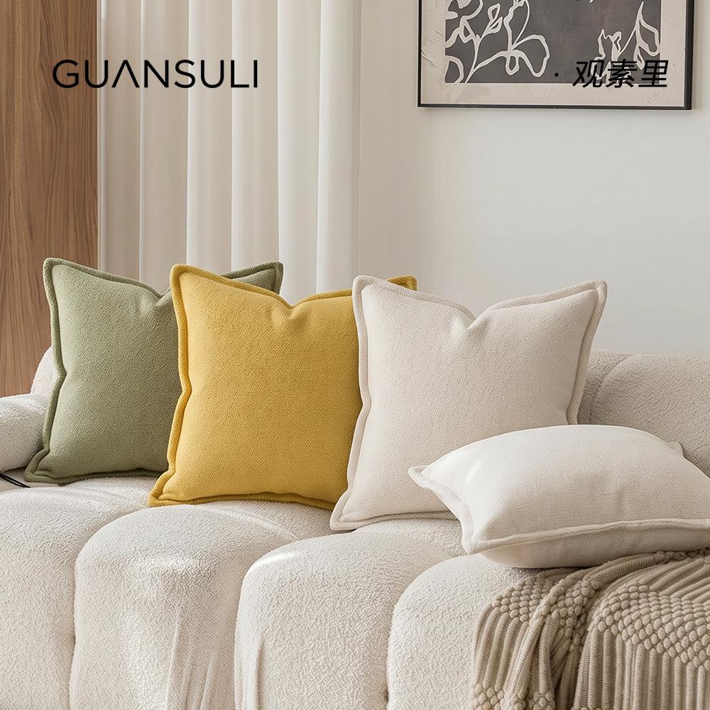 Plüsch-Kurzflor-Kissenbezug mit Paspelrändern Gestrickte Textur Verdickte Weiche Kissenhülle für Zuhause Sofa Schlafzimmer Dekoration