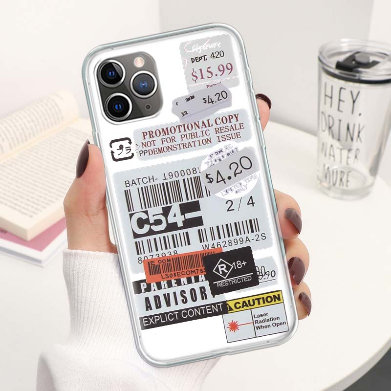 Stamp Label Barcode Phone Case For Apple iPhone 17 Air 16 15 Plus 14 + 13 Mini 12 11 Pro Max 7 8 SE 16Max Soft Shell Cover Coque