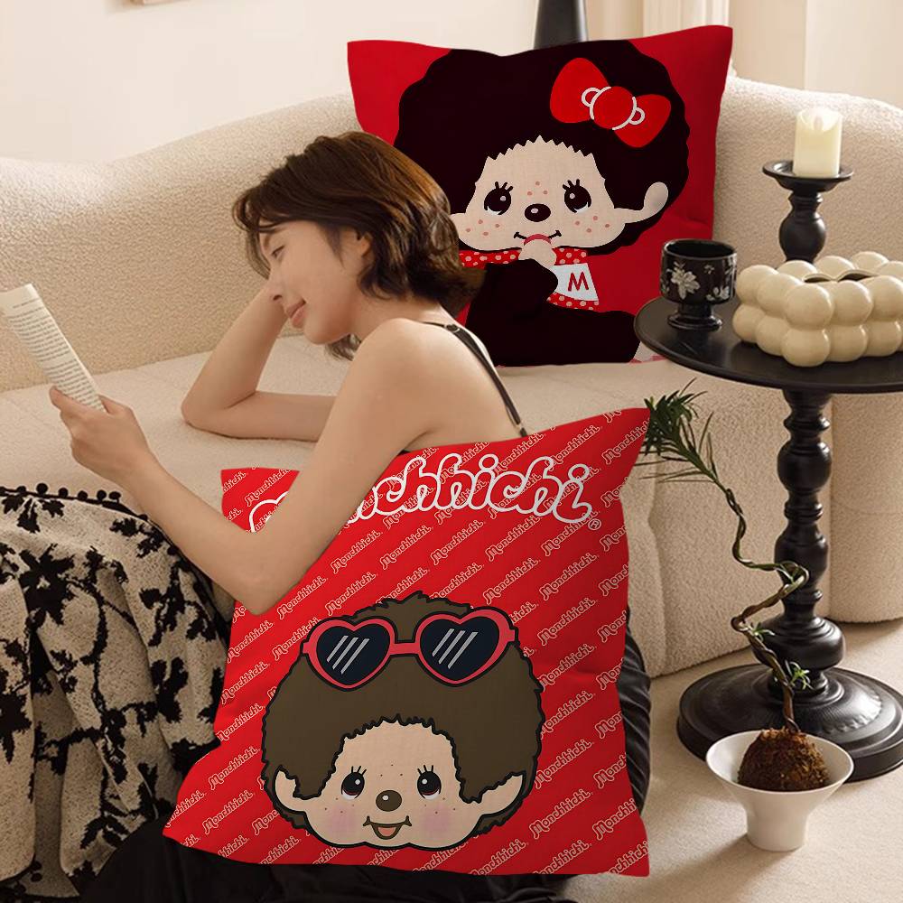 Cartoon M-Monchhichis Personalized Pillow Cover Kids Bedroom Wild Party Decor Pillowcase Kid Birthday Shower Gift