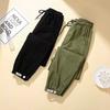 Women's Cargo Joggers Plus Size Elastic Waist Tapered Trousers Cropped Pants