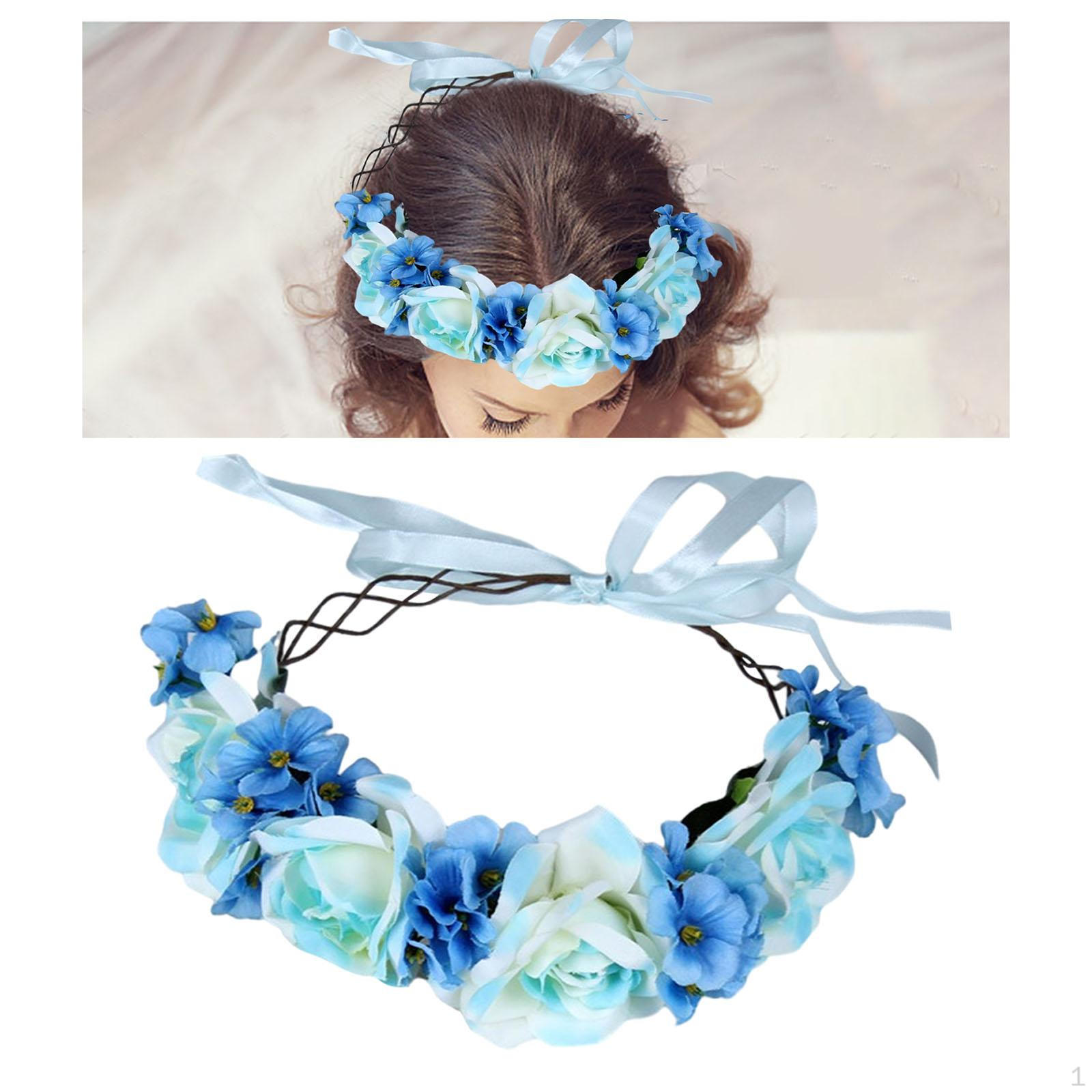 

Цветочная Корона Цветок Женщины Девушки Оголовье Головной Убор Свадебный Гало Опора Для Фото Свадьба синий