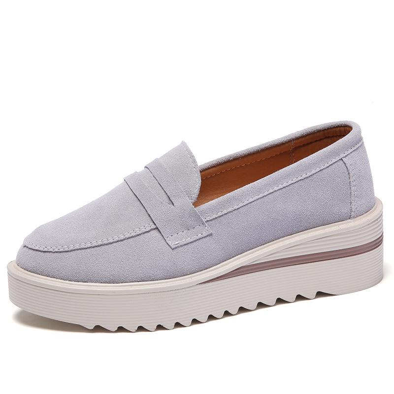Macrame Women Walking Shoes Fashion Wedge Heels Non-slip Platform Shoes Cow Suede Casual Shoes Middle-aged Mother Loafers