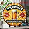 Retro Metal Beer Sign Round Wall Decor Bar Garage Tin Poster