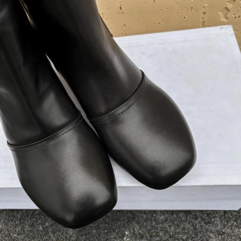 Fashion New Cowhide 5cm Irregular Low Heel Black Brown Short Boots Autumn Winter Fashion Short Plush Warm Ankle Women's Boots Size 40