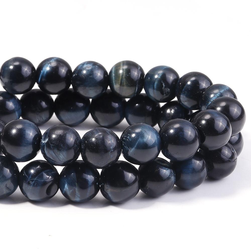 Natural Stone Deep Blue Tiger Eye Beads 6 8 10 12mm Round Loose Spacer Bead For Jewelry Making DIY Bracelet Necklace Accessories