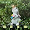 Solar Bunny Cat Statue Garden Decor LED Light Resin Animal Sculpture Figurine Outdoor Decoration for Courtyard