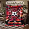 Soccer Theme Throw Blanket Custom Name Text Personalized Blanket Soft Cozy Blanket for Home Sofa Bed
