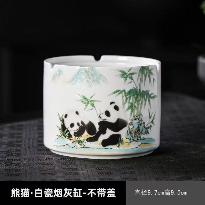 Creative Painted Flower Ceramic Ashtray Dustproof Office Ashtray with Lid Home Cylindrical Ceramic Ashtray Gift Home Decoration