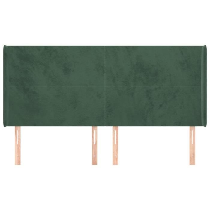 VidaXL Tête de lit avec oreilles Vert foncé 163x16x118-128 cm Velours3119357