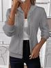 Fashion Women Zip Hoodie Jacket Long Sleeve Knit Sweatshirt Autumn Winter Casual Pullover Solid Color Loose Elegant Basic Shirt