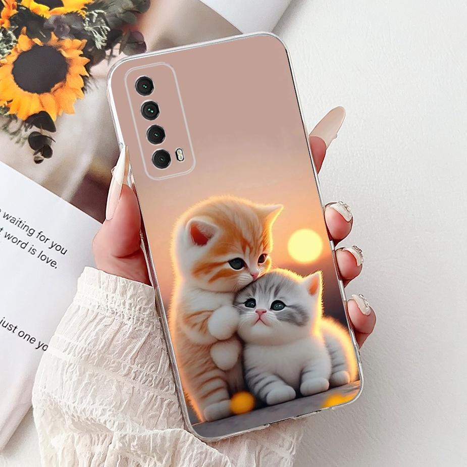 For Huawei Y7a Case PSmart 2021 Cute Cat Fashion Painted Cover Soft Slim Phone Case For Huawei P Smart 2021 Y 7a HuaweiY7a Shell
