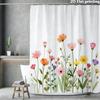 Watercolor Floral Shower Curtain 1Pc With 12 Hooks Polyester 2D Flat Print 70.8X70.8 Inch Spring Garden Decor For Bathroom