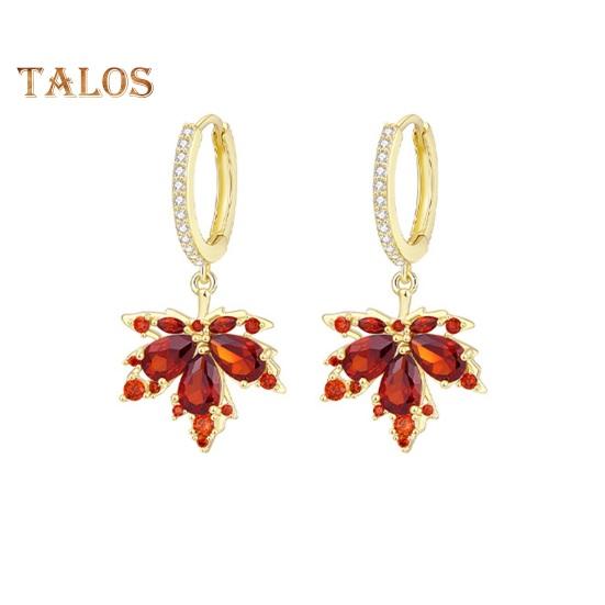 

1 пара женских сережек-хаги со стразами, серьги-подвески в форме клена, выпускные вечерние висячие серьги, свадебные украшения для ушей красный