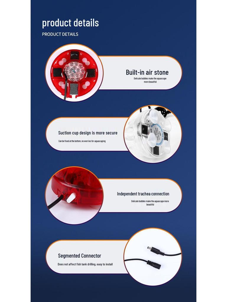 Siebenfarbige LED-Aquarium-Vulkanleuchte mit Luftstein-Blaseneffekt