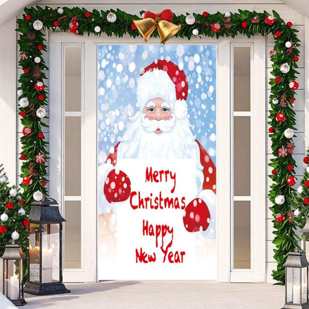 Santa Claus Christmas Hanging Cloth Fluorescent New Year Decoration  Entrance and Room