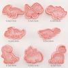 8Pcs Cookies Cutters Set Dinosaur Plastic Cartoon Pressable Biscuit Mold Confectionery Cookie Stamp Baking Pastry Bakeware Tools