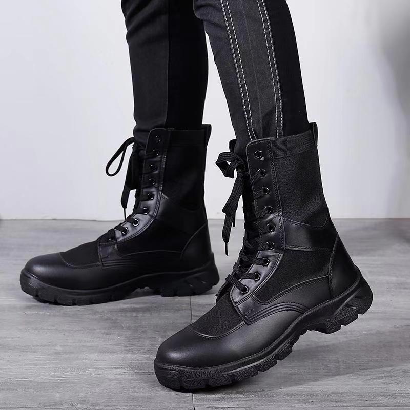 Fashion Unisex High-top Shoes Mesh Breathable Training Boots Fashion Casual Canvas Boots Work Safty Shoes Mens Desert Combat Boots Botas
