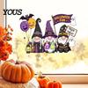 Reusable Holiday Window Sticker Static Glass Sticker, No Residue Clings, Festive Decal with Halloween Dwarf Wizards Black Cats Ghosts Skeletons