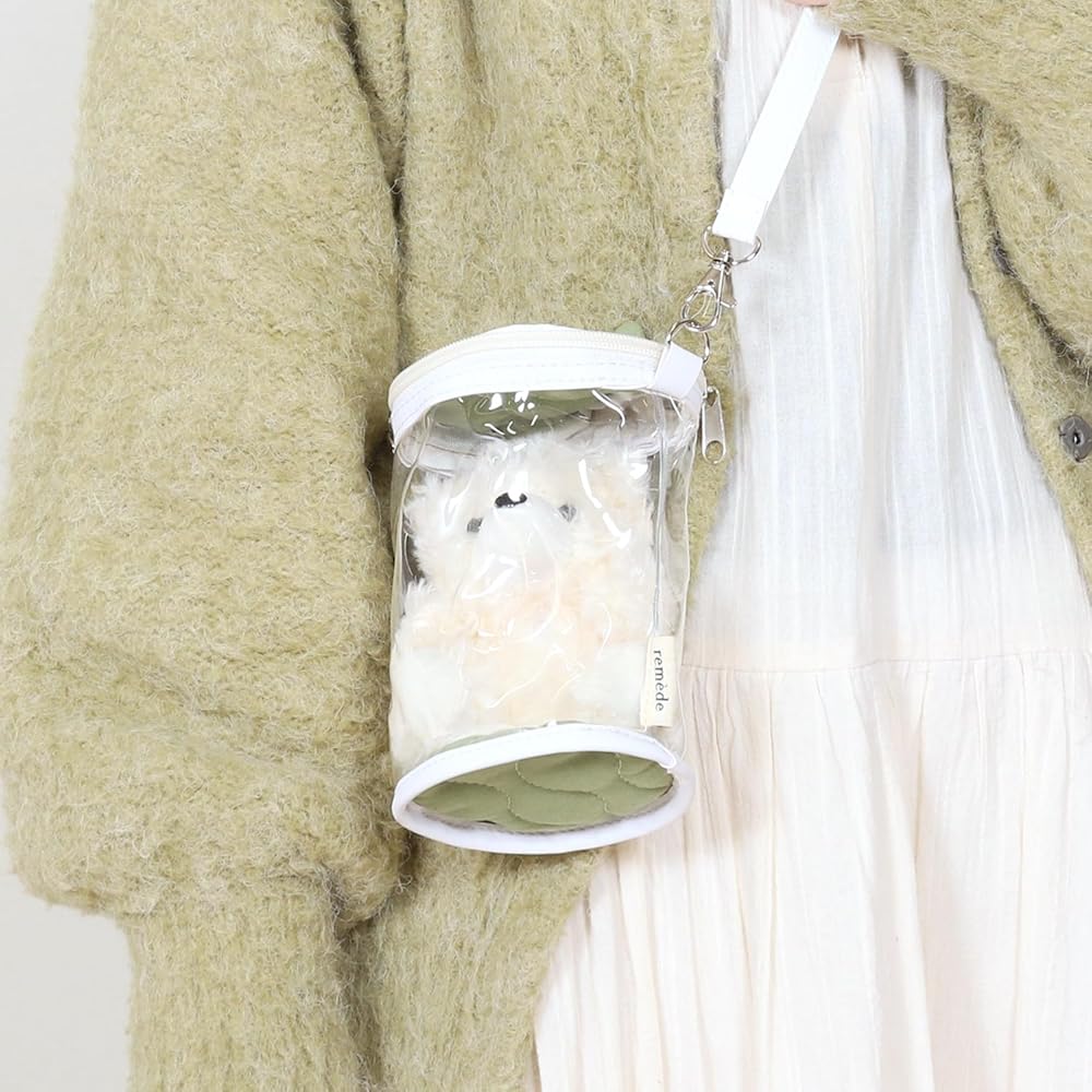 Fuji Boeki Plush Toy Bag Green 10.5x9x16.5cm Storage Clear Bag for Merchandise Collection