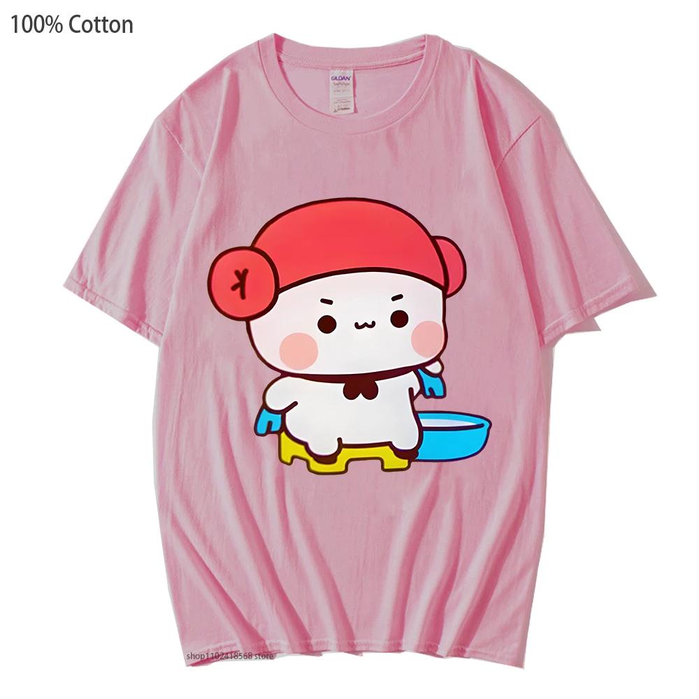 Mochi Panda and Brownie Bear Enjoying The Bath Shirt Cute Dudu and Bubu Couple T-Shirts Summer Clothes for Men Women