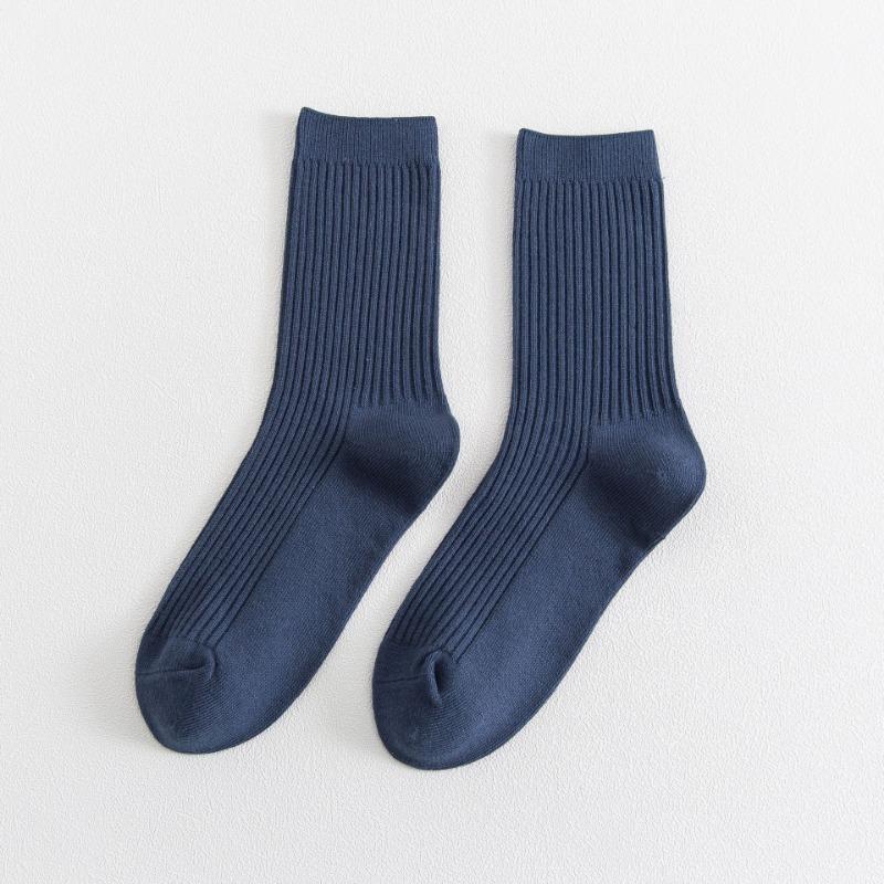 Men's Autumn and Winter New Solid Color All Match Smoke Strip Cotton Business Tube Socks