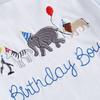 Toddler Boy Birthday Clothes Letter Animal Print Short Sleeves Round Neck Tops with Plaid Shorts 2 Pcs Outfit