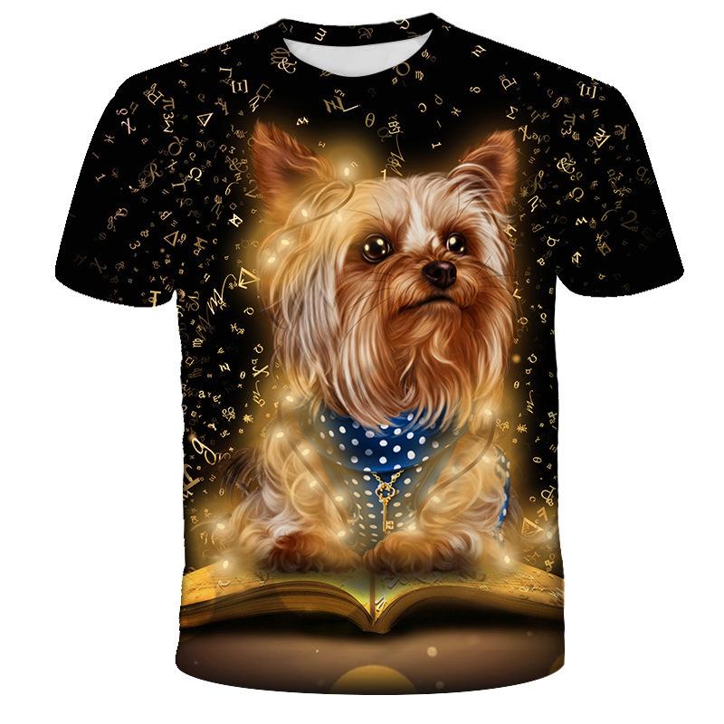 Summer Round Neck Animal Dog Pattern 3D Print Top Fashionable Casual Short Sleeved Men's T-shirts