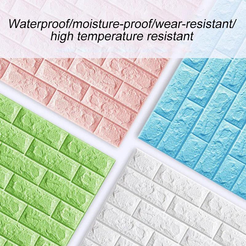 5/12PCS Self Adhesive Wallpaper Peel And Stick 3D Wall Panel Living Room Brick Stickers Bedroom Kids Room Brick Paper Home Decor