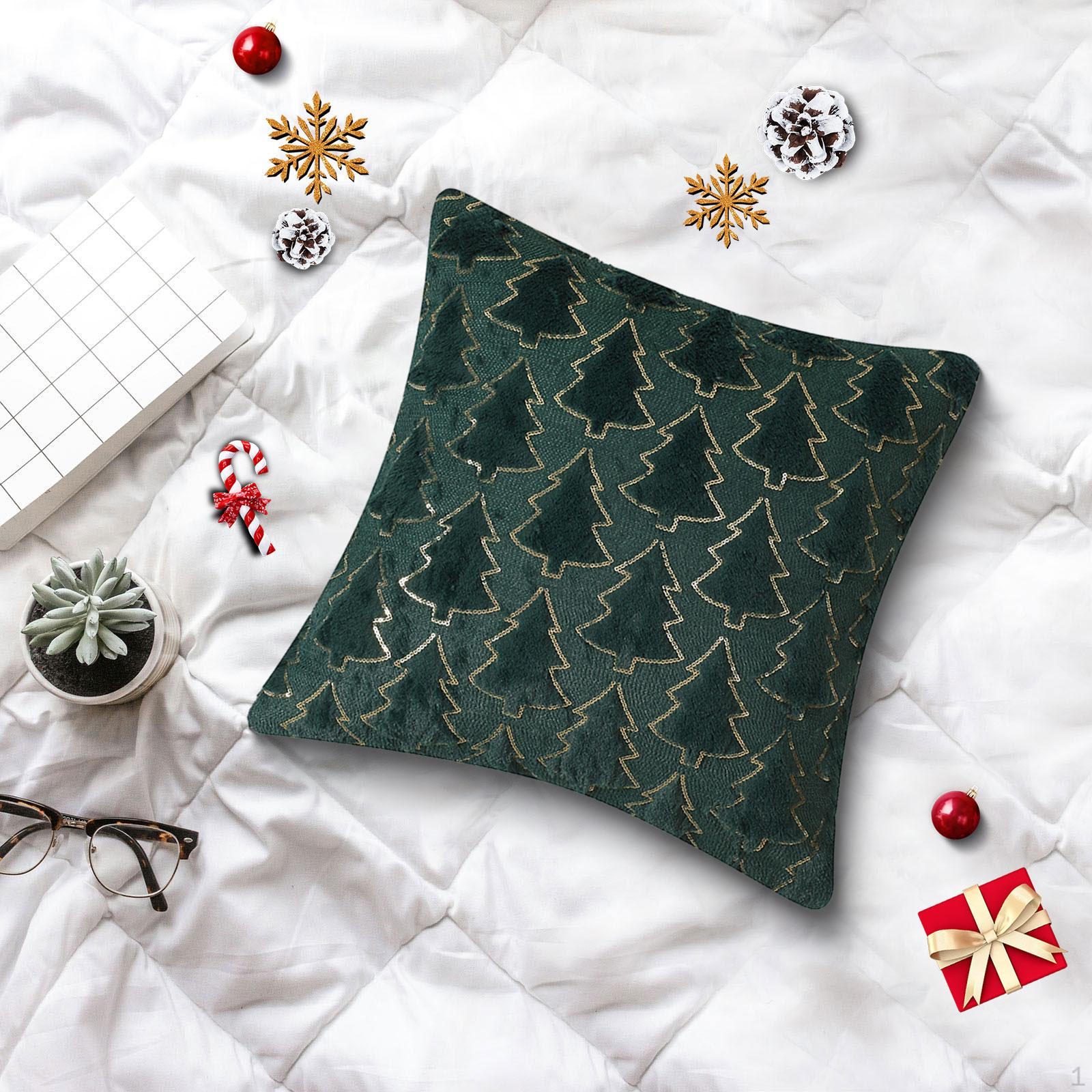 

Набір з 4 різдвяних наволочок з принтом ялинки для декору спальні Green