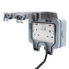 2 Gang Outdoor Electrical Outlet IP66 Water Proof Wall Mounted Power Outlet with Indicator Light