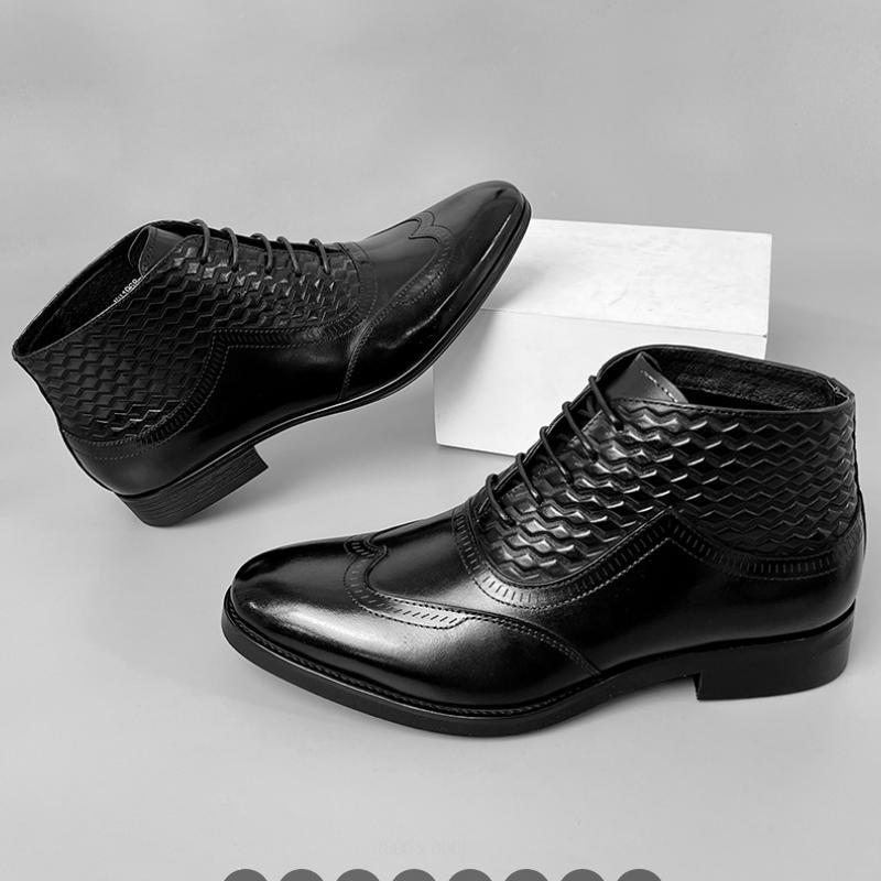 Fashion New Men's Chelsea Boots, Genuine Leather Top Layer Cowhide and Fleece Warm Shoes, Business Casual Ankle Boots Zapatos Sapat A22