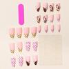 24pcs Cute Cartoon Monkey Press On Nails Light Coffee Polka Dot Pink Almond French Style False Nails Sweet Flower Fake Nail