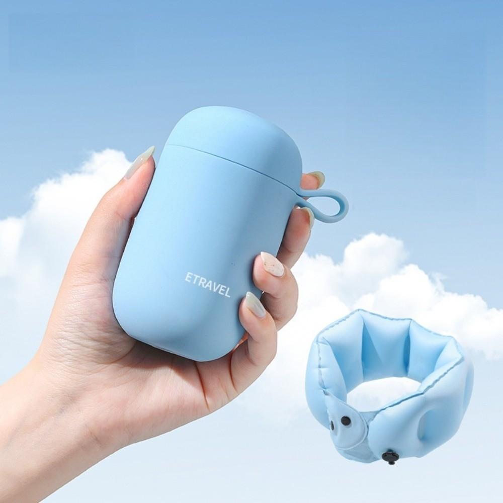 Portable U-shaped Neck Pillow Milk Fiber Mini Inflatable Travel Pillow Comfortable Soft Ring Neck Pillow Outdoor Activities