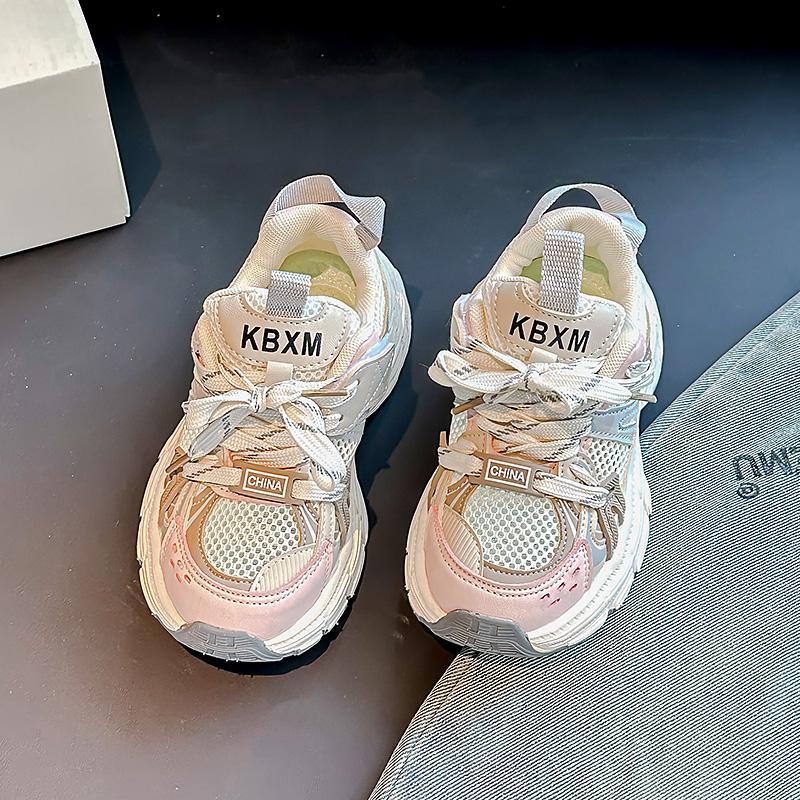 

Children Sports Shoes Thick Soft Sole Kids Basketball Shoes Mesh Breathable 2025 New Students Sneakers Non-slip Hook&loop Trendy 27 розовый