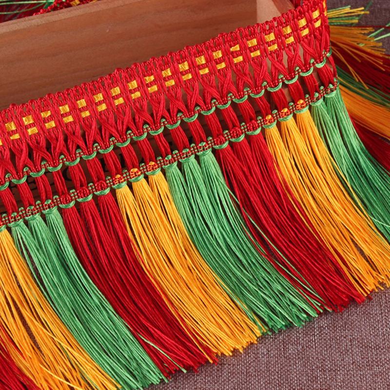Color Tassel Lace Trim Polyester Fringe Trim Tricolor Ethnic Style Ribbon Sewing Garment Accessories Curtain Lace DIY Decor