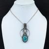 Tibetan Turquoise Copper Pendant Wire Wrapped Gemstone Pendant Rainbow Moonstone Pendant Copper Wire Wrap Jewelry Handmade Pendant For Gifts