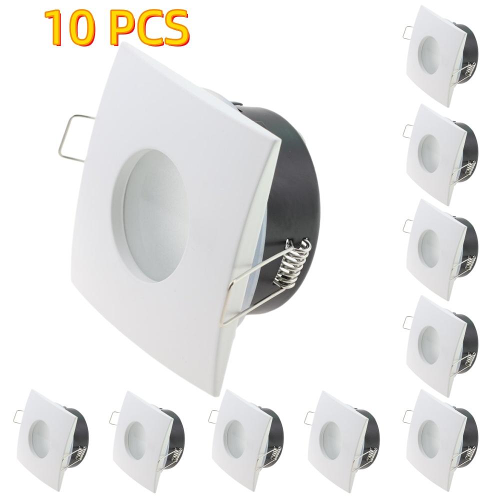 1/10PCS Recessed Ceiling Downlights Waterproof IP65 Spotlight Square Lamp Frame GU10 MR16 Bulb Holder Bathroom Spot Lighting
