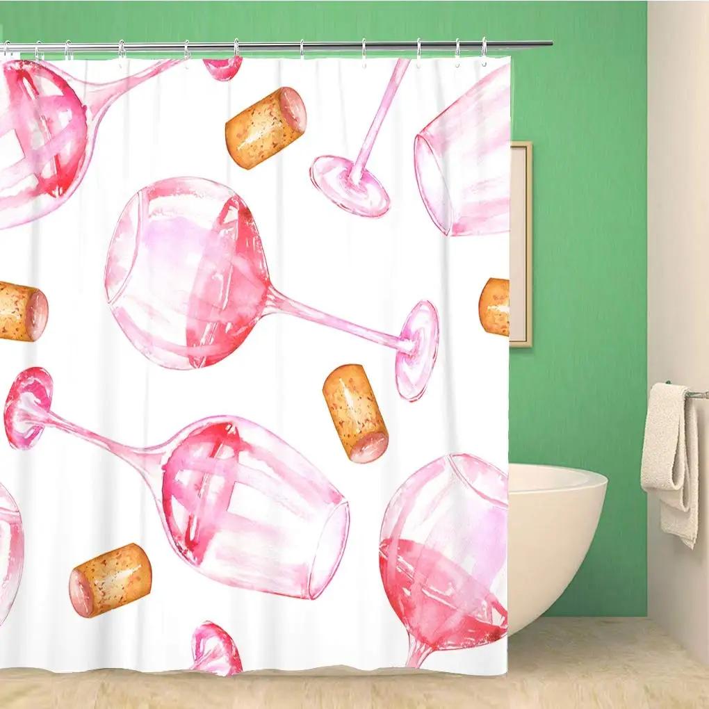 

Wine Shower Curtain Red Cabernet Bottle And Glass Cheese And Grapes On Wood Planks Printed Fabric Bathroom Curtains With Hooks W60H190(CM)-1 Pcs