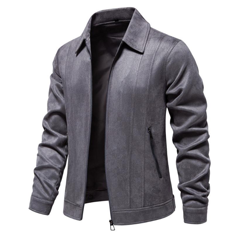 Men’s Suede Turn Down Collar Outdoor Jacket