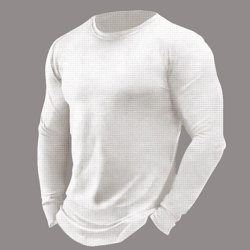 Basic Casual Long Sleeve Solid Waffle Knit Polo Shirt S белый