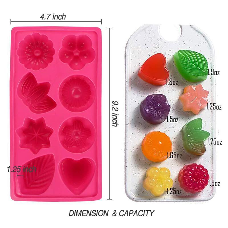 Jelly Mold 8 Compartments Silicone Fondant Flower Heart Pudding Cake Chocolate Mould Home Kitchen Reusable