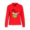 Women's Stand-up Collar Long-sleeved Pullover Top, Christmas Print Sports Top