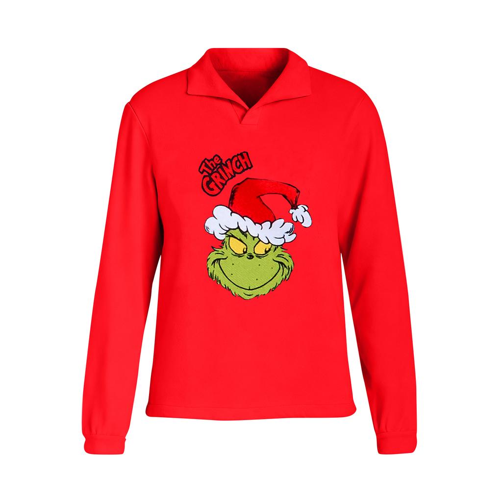 Women's Stand-up Collar Long-sleeved Pullover Top, Christmas Print Sports Top