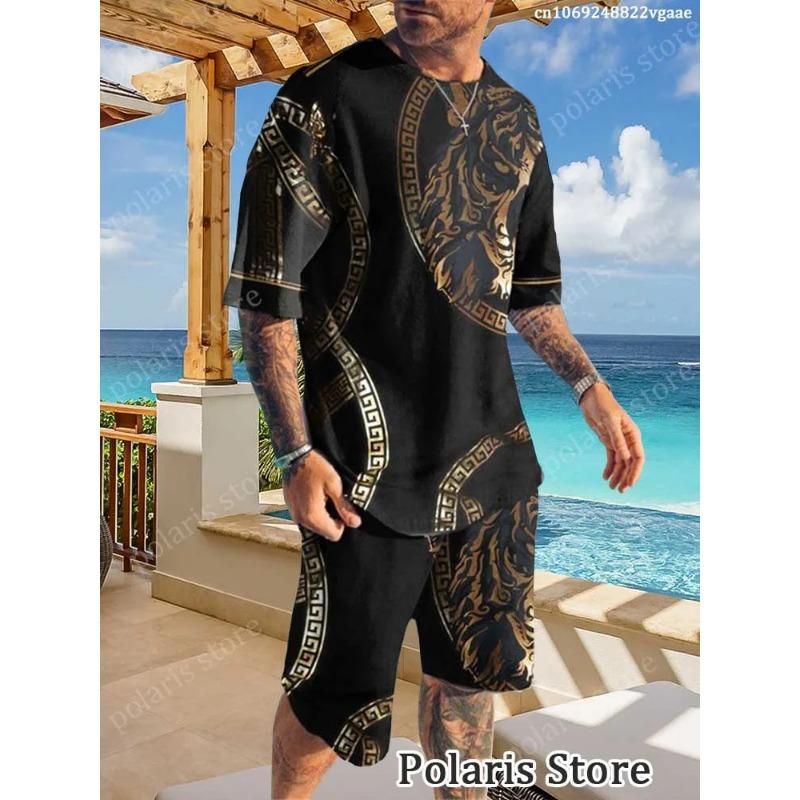 

2025 Летний винтажный спортивный костюм для мужчин с коротким рукавом, комплект из 2 предметов в стиле ретро, спортивная одежда, свободная одежда, тренировочная форма XL