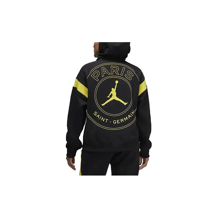 Jordan Paris Saint Germain Women'ss Hoodie Asia Sizing Black / Tour Yellow (Unisex) Sweatshirts DV2836 010
