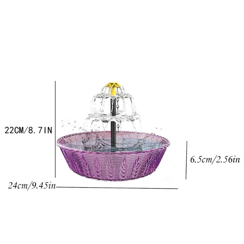 Plastikowa fontanna solarna do ogrodu, poidełko dla ptaków, z dynamicznym strumieniem wody tworzącym hipnotyzujące kaskady
