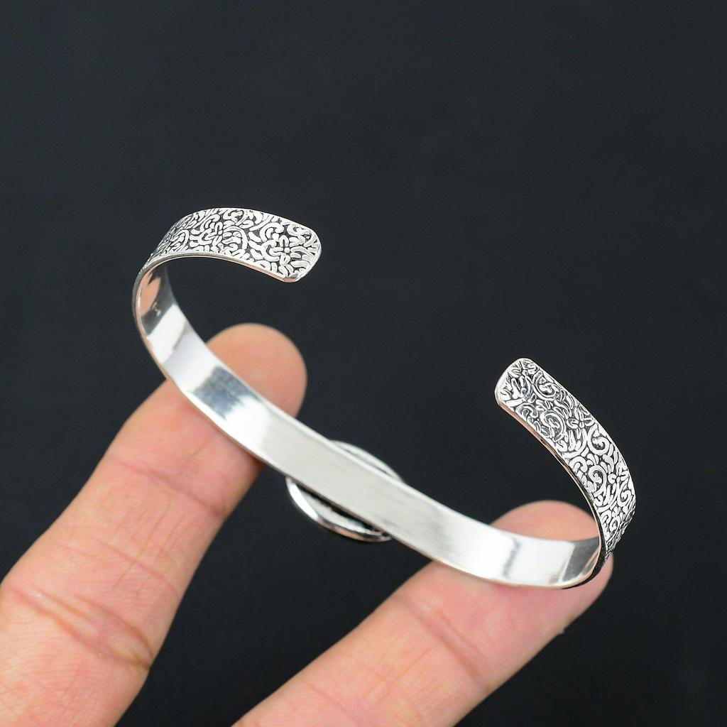 Natural K2 Jasper Gemstone 925 Sterling Silver Bangle Adjustable For Women