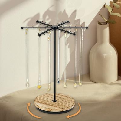 Rotating Necklace Holder Jewelry Stand 48 Hooks for Necklaces Earrings Keychains Bracelets Display Accessory Organiser